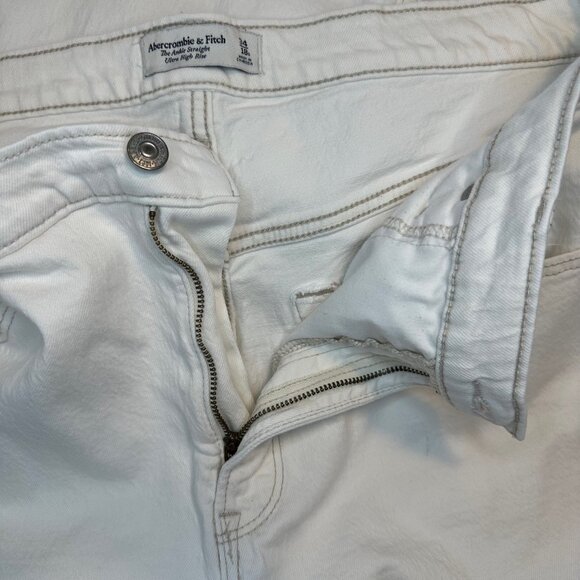 Abercrombie Ivory The Ankle Straight Ultra High Rise Jeans 34/18s - Picture 10 of 13